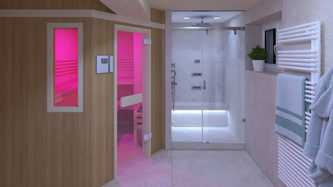 Sauna se sprchovou zónou v RD na Praze 4